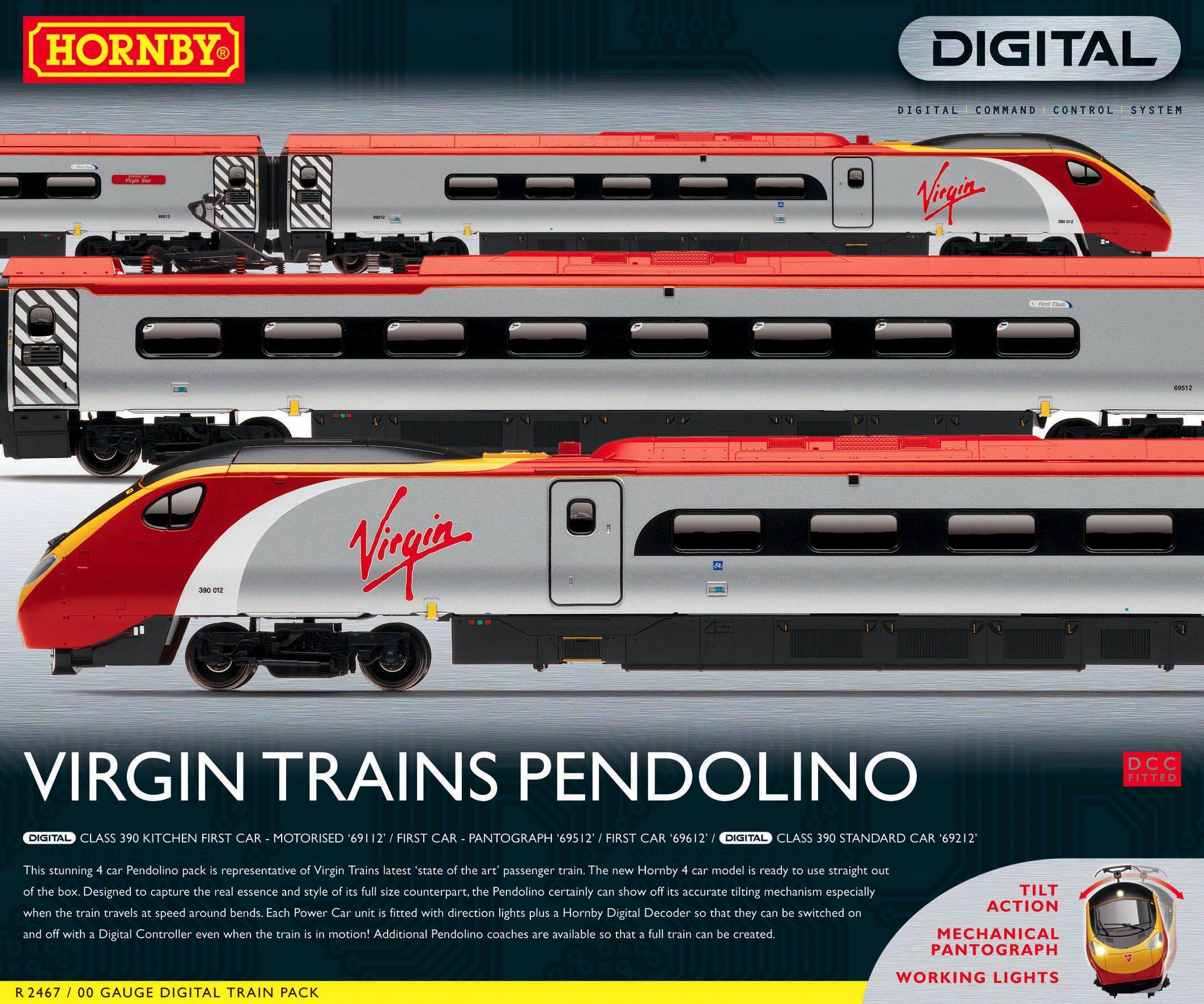  - R2467X Hornby Virgin Trains Pendolino (DCC Fitted) Train Pack