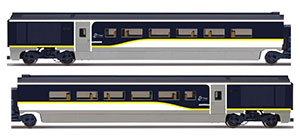 R4580 - Hornby Eurostar, Class 373/1 e300 Divisible Centre Saloons Coach Pack - Era 10 