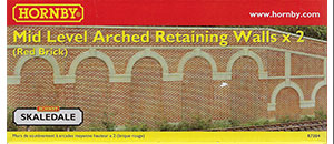 R7384 - Hornby Mid Level Arched Retaining Walls x2 (Red Brick)
