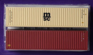 Dapol Model Railway Wagon - 40ft High Cube Container Twin Pack - MSC & TRLU - B780