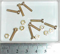 Model Railway Hardware - Pack of 8 Brass Nuts and Bolts - 6BA Cheesehead Bolts 310-10 Expo Tools