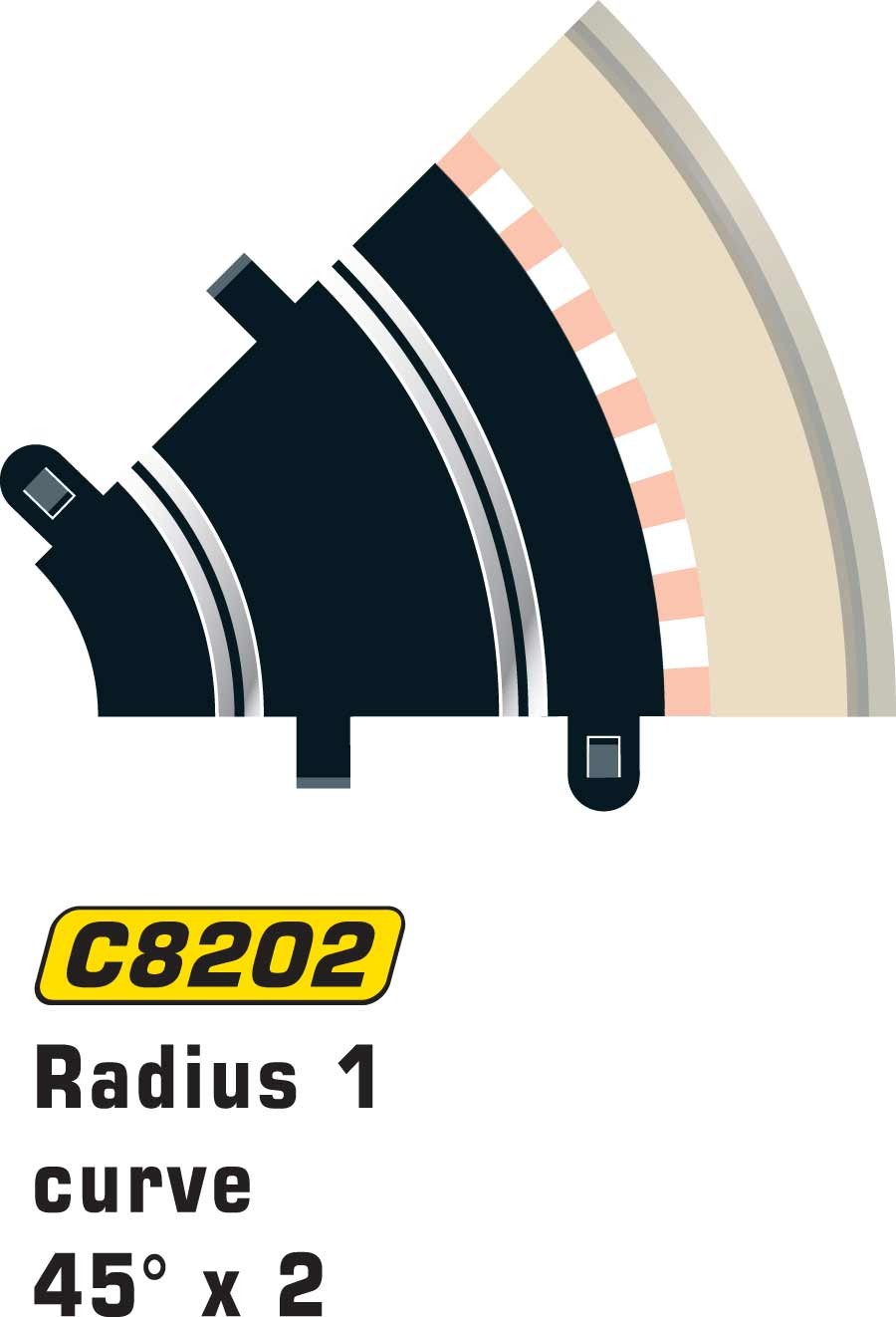 C8202 Scalextric Track - Radius 1 Curve 45 x2 - New Modellers Shop